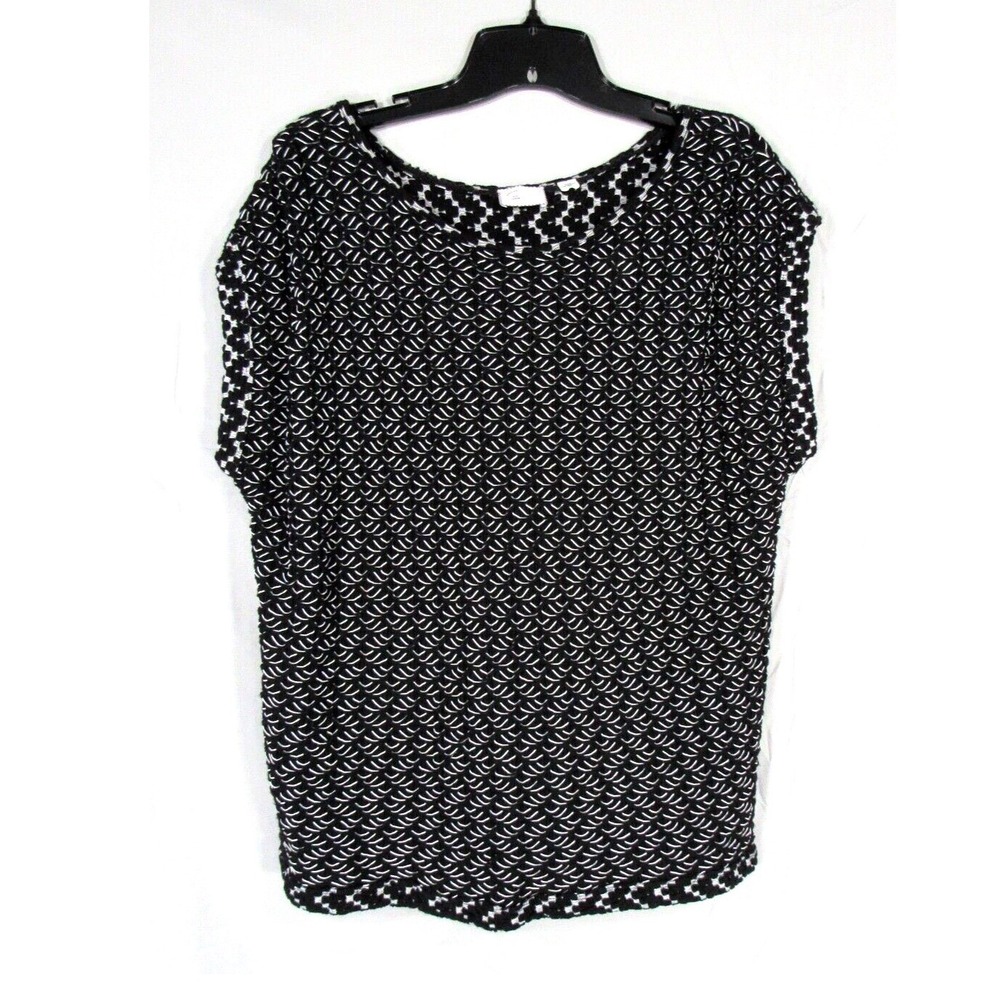 POSTMARK Anthropologie BLACK/GRAY Textured Knit SLEEVELESS Knit Sweater L